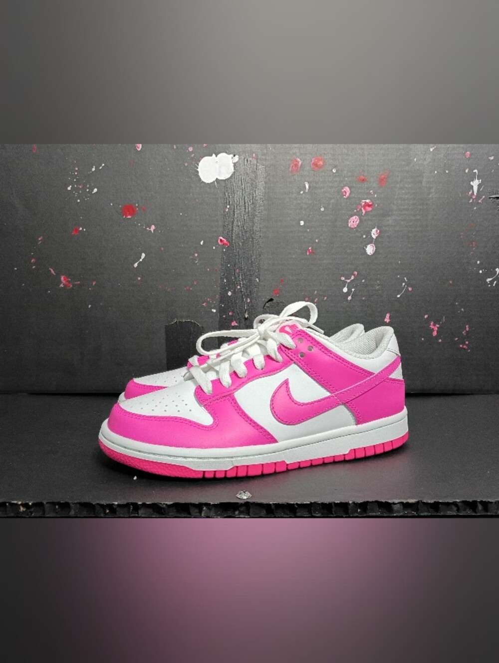 Hot Pink & White Nike Dunks Lowtop